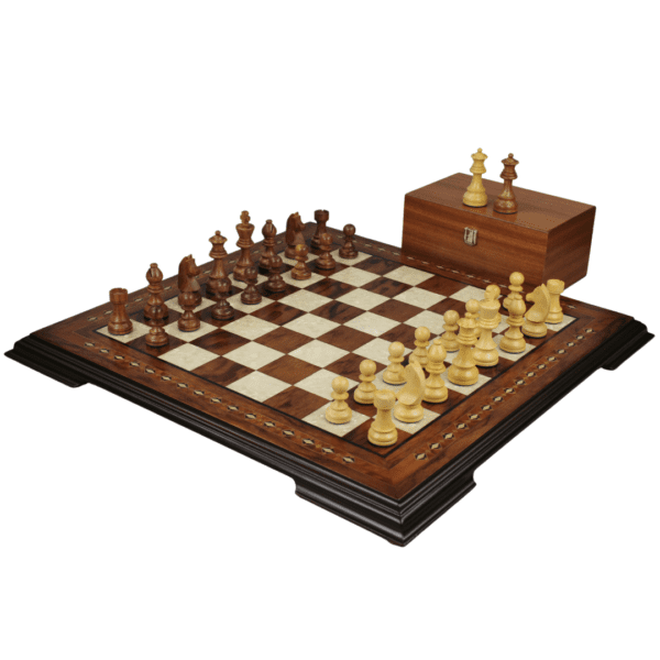 Rosewood Chess Set 17 Inch with Helena Chess Board and Weighted Sheesham German Staunton Chess Pieces 3 Inch