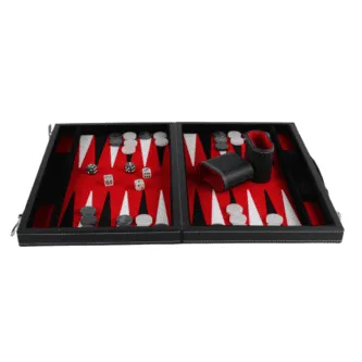 Royal Red Leather Backgammon Set 15 Inch