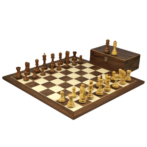 Walnut Chess Set 21 Inch with Weighted Sheesham Zagreb Staunton Pieces 3.75 Inch