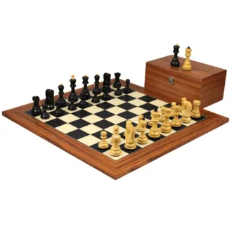 Palisander Chess Set 20 Inch and Weighted Ebonised Zagreb Staunton Chess Pieces 3.75 Inch