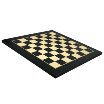 Ebony Chess Set 20 Inch With Helena Flat Chess Board and Weighted Ebonised Fierce Knight(Queen’s Gambit) Staunton Chess Pieces 3.75 Inch