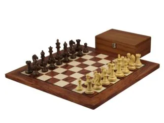 Rosewood Chess Set 20 Inch With Helena Flat Chess Board and Weighted Sheesham Fierce Knight Staunton Chess Pieces 3.75 Inch