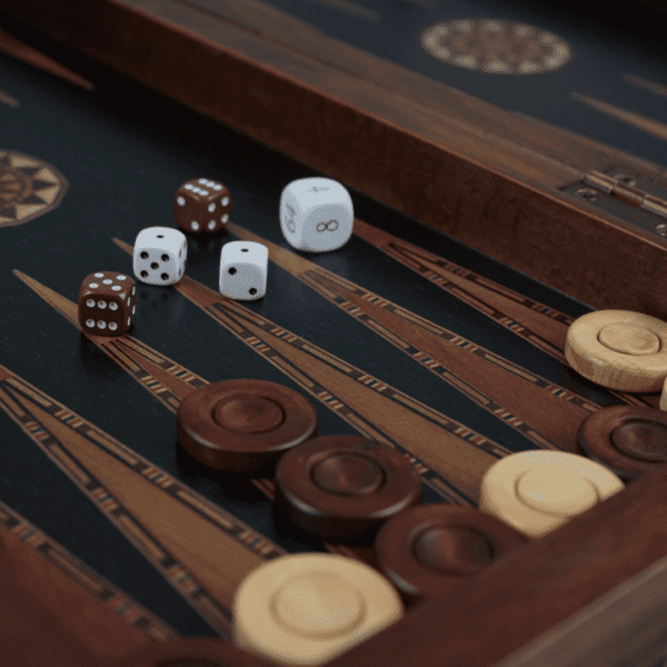 Helena Rural Ebony Chess & Backgammon Set With Ebonised French Staunton Chess Pieces 20 Inch - Image 6
