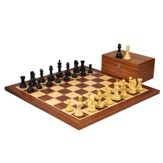 Mahogany Chess Set 20 Inch with Weighted Ebonised Staunton Fierce Knight(Queens Gambit) Chess Pieces 3.75 Inch