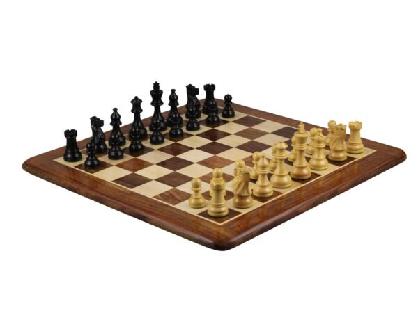 Sheesham Chess Set With Sheesham Flat Chess Board 20 Inch and Ebonised Atlantic Classic Chess Pieces 3.75 Inch - Image 2
