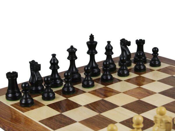 Sheesham Chess Set With Sheesham Flat Chess Board 20 Inch and Ebonised Atlantic Classic Chess Pieces 3.75 Inch - Image 4