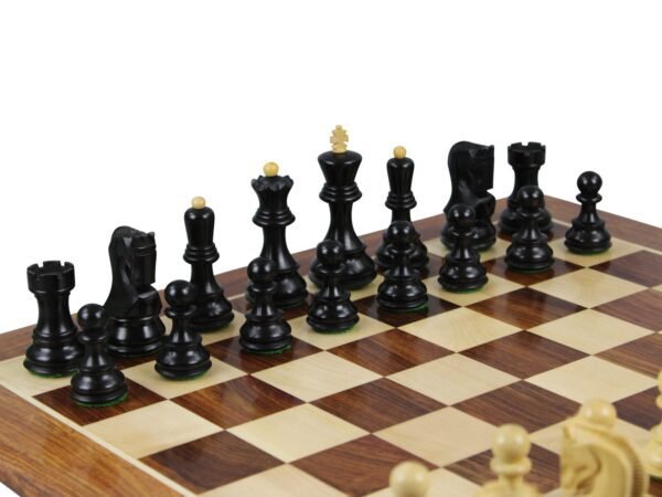 Sheesham Chess Set With Sheesham Flat Chess Board 20 Inch and Ebonised Zagreb Chess Pieces 3.75 Inch - Image 4