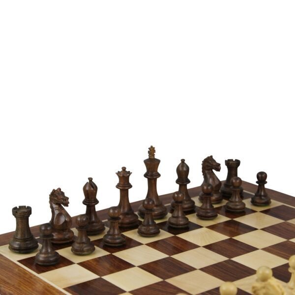 Sheesham Chess Set With Sheesham Flat Chess Board 20 Inch and Sheesham Fierce Knight Staunton Chess Pieces 3.75 Inch - Image 4