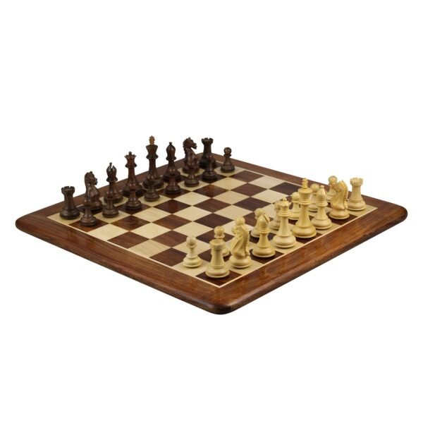 Sheesham Chess Set With Sheesham Flat Chess Board 20 Inch and Sheesham Fierce Knight Staunton Chess Pieces 3.75 Inch - Image 2