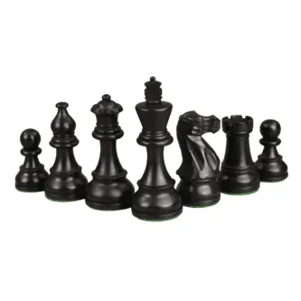 Ebony Chess Set 20 Inch With Helena Flat Chess Board and Weighted Ebonised Atlantic Classic Staunton Chess Pieces 3.75 Inch