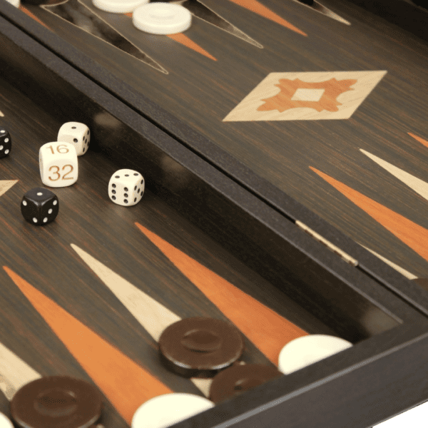 Manopoulos Wenge & Oak Backgammon Set 23 Inch with Storage Racks - Image 4