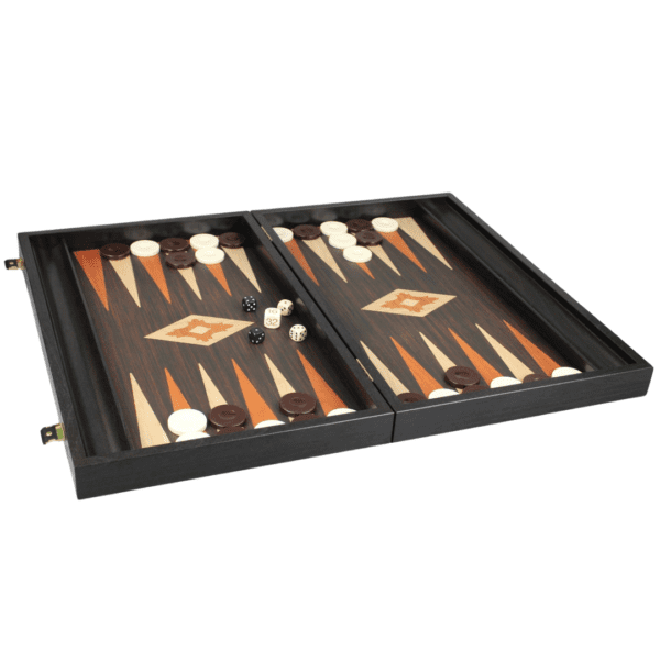 Manopoulos Wenge & Oak Backgammon Set 23 Inch with Storage Racks - Image 3