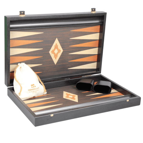 Manopoulos Wenge & Oak Backgammon Set 23 Inch with Storage Racks