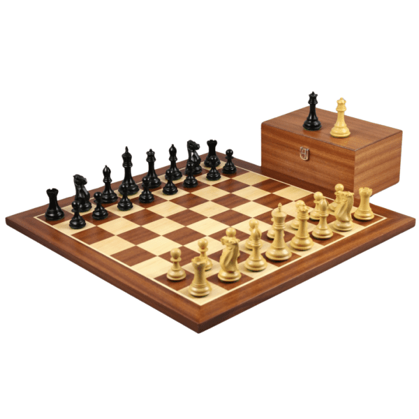 Mahogany Chess Set 21 Inch with Weighted Ebonised Morphy Series Professional Staunton Chess Pieces 3.75 Inch
