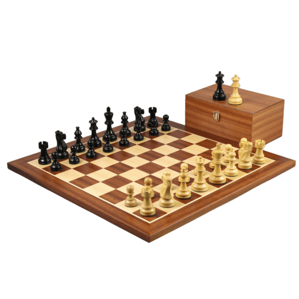 Mahogany Chess Set 21 Inch with Weighted Ebonised Atlantic Series Classic Staunton Chess Pieces 3.75 Inch