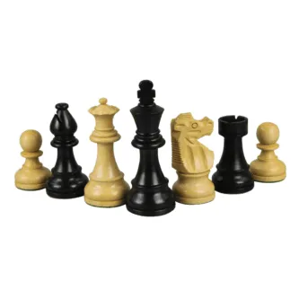 Mahogany Chess Set 20 Inch with Weighted Ebonised Staunton French Knight Pieces 3.75 Inch