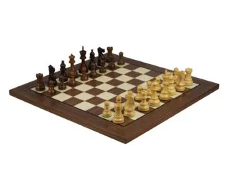 Walnut Chess Set 20 Inch With Helena Flat Chess Board and Weighted Sheesham Atlantic Classic Staunton Chess Pieces 3.75 Inch