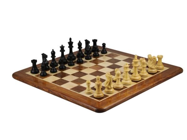 Sheesham Chess Set With Sheesham Flat Chess Board 20 Inch and Ebonised Morphy Professional Staunton Chess Pieces 3.75 Inch - Image 2