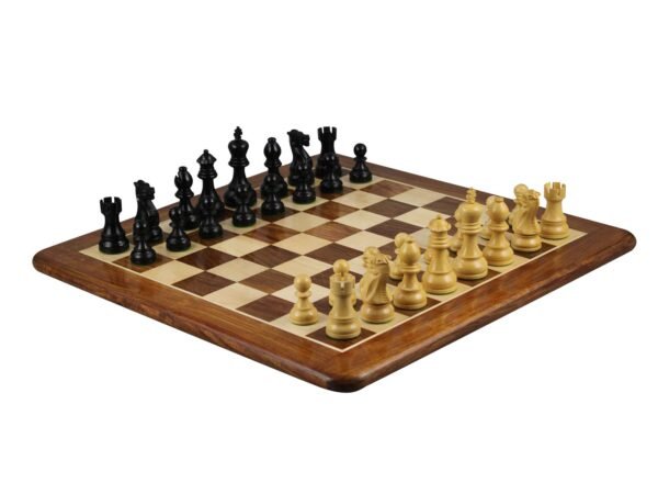 Sheesham Chess Set With Sheesham Flat Chess Board 20 Inch With Ebonised Executive Staunton Chess Pieces 3.75 Inch - Image 2