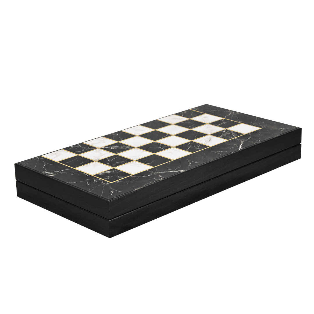 Wooden Black Marble Design Backgammon Set 19 Inch Chessgammon Chess Sets Backgammon Sets