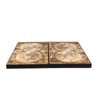 Leatherette Atlas Design Backgammon Set 23 Inch