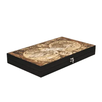 Leatherette Atlas Design Backgammon Set 23 Inch