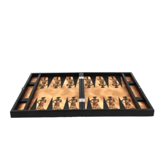 Leatherette Safari Design Backgammon Set 23 Inch
