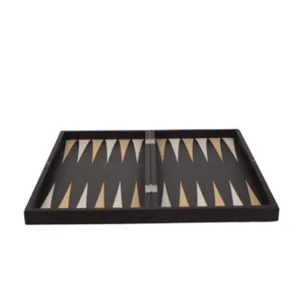 Leatherette Rustic Brown Design Backgammon Set 19 Inch