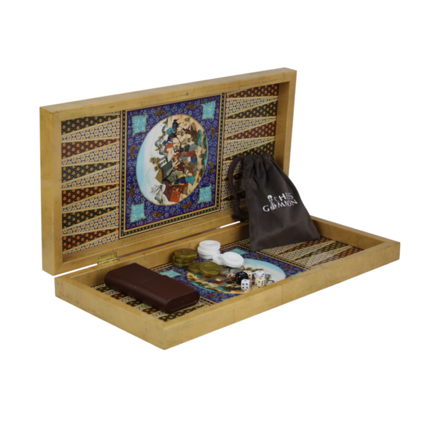 Wooden Khatam Design Chess & Backgammon Set 20 Inch - Image 2