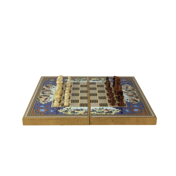 Wooden Khatam Design Chess & Backgammon Set 20 Inch