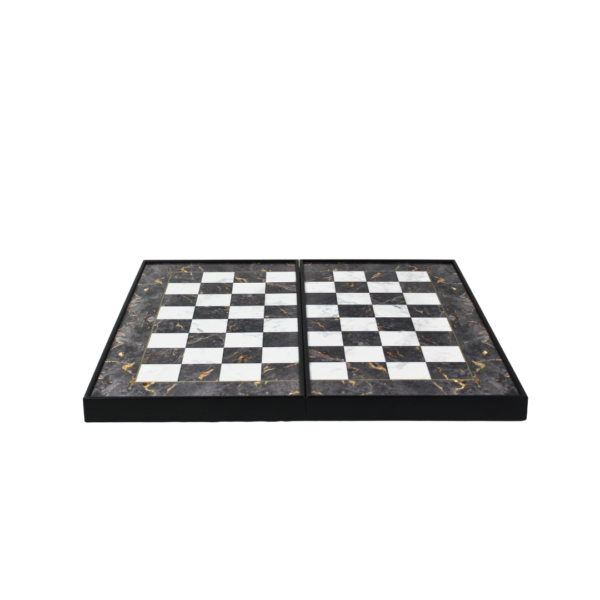 Wooden Gray Marble Design Chess & Backgammon Set 19 Inch - Image 4