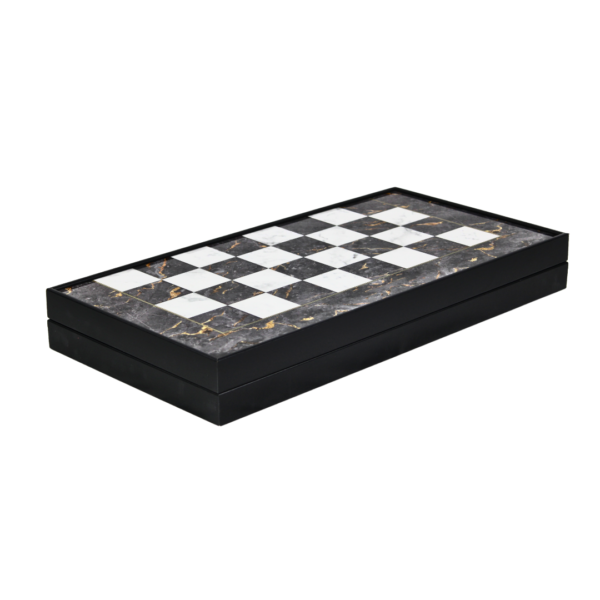 Wooden Gray Marble Design Chess & Backgammon Set 19 Inch - Image 2