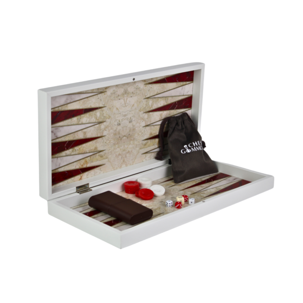 Wooden Red Marble Design Chess & Backgammon Set 19 Inch - Image 2
