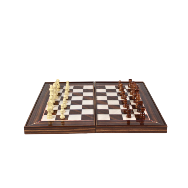Wooden Walnut Design Chess & Backgammon Set 20 Inch