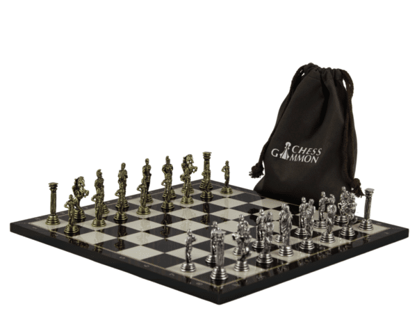 Walnut Personalised Metal Chess Set with Drawstring Bag 14 Inch - Image 3