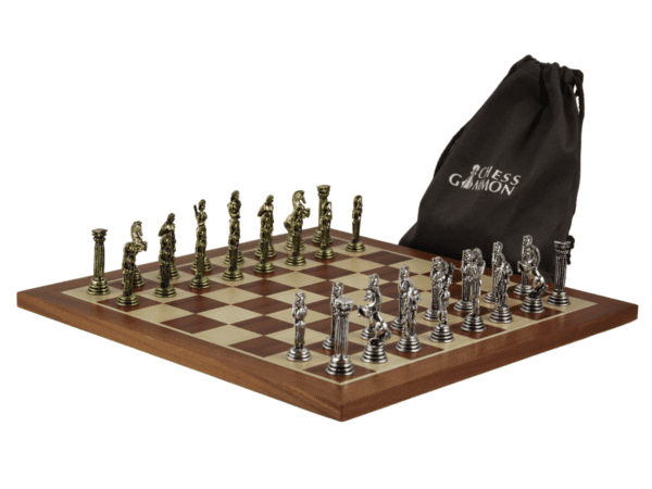 Mahogany Personalised Metal Chess Set with Drawstring Bag 14 Inch - Image 3