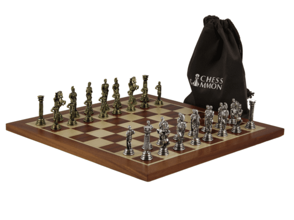 Mahogany Personalised Metal Chess Set with Drawstring Bag 14 Inch - Image 5