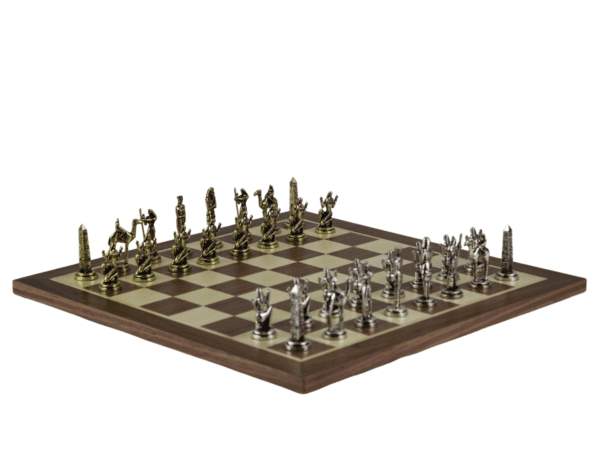 Walnut Personalised Metal Chess Set with Drawstring Bag 14 Inch - Image 2