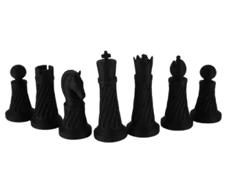 Black Leatherette Personalised 3D Acrylic Staunton Chess Pieces with Drawstring Bag 14 Inch