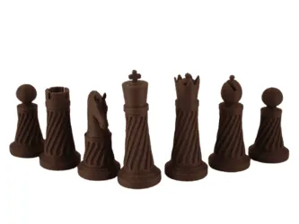 Brown Leatherette Personalised 3D Acrylic Staunton Chess Pieces with Drawstring Bag 14 Inch