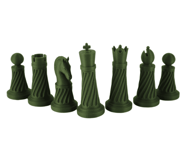 Green 3D PLA Acrylic Staunton Chess Pieces with Drawstring Bag