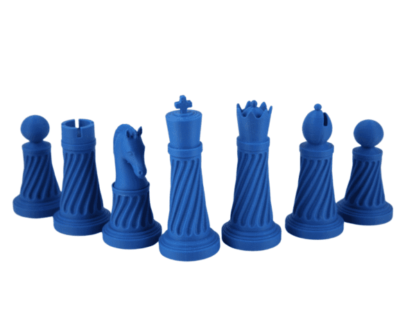Blue 3D PLA Acrylic Staunton Chess Pieces with Drawstring Bag
