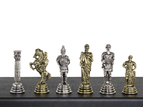Roman Metal Chess Pieces Nickel & Brass 2.5 Inch