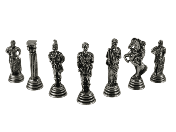 Roman Metal Chess Pieces Nickel & Brass 2.5 Inch - Image 3
