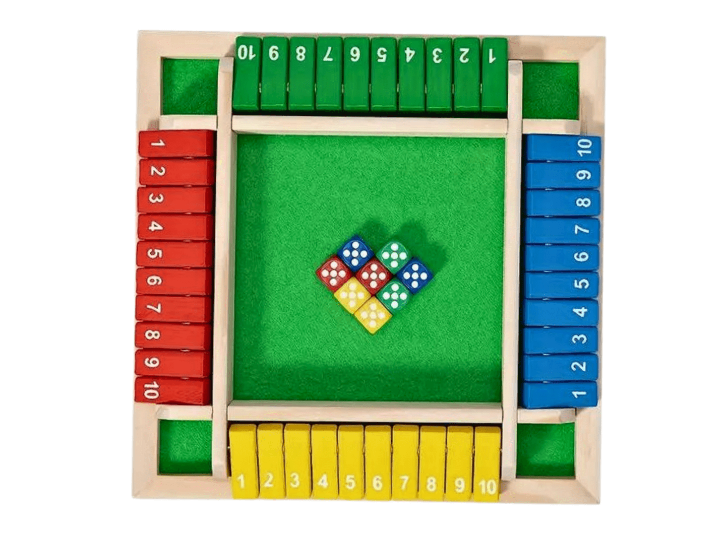 Shut The Box Gioco Da Tavolo In Legno Per 4 Giocatori, 10 Tessere Numerate, Dadi Inclusi, Per Bambini E Adulti