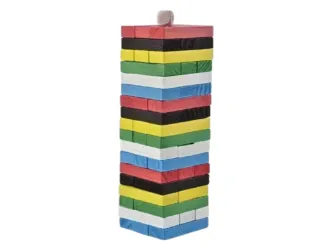 Coloured Tumbling Tower Wooden Blocks Family Game 7.1 Inches