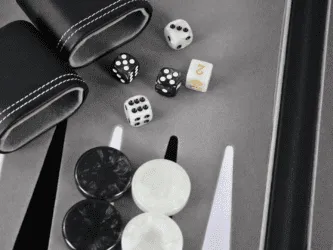 Graphene Grey Leather Backgammon Set 21 Inch