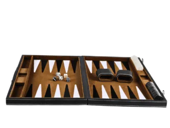 Rustic Brown Leather Backgammon Set 21 Inch