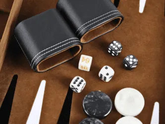 Rustic Brown Leather Backgammon Set 21 Inch