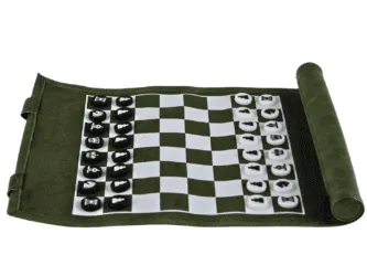 Green Travel Roll Up Chess Set 13 Inch